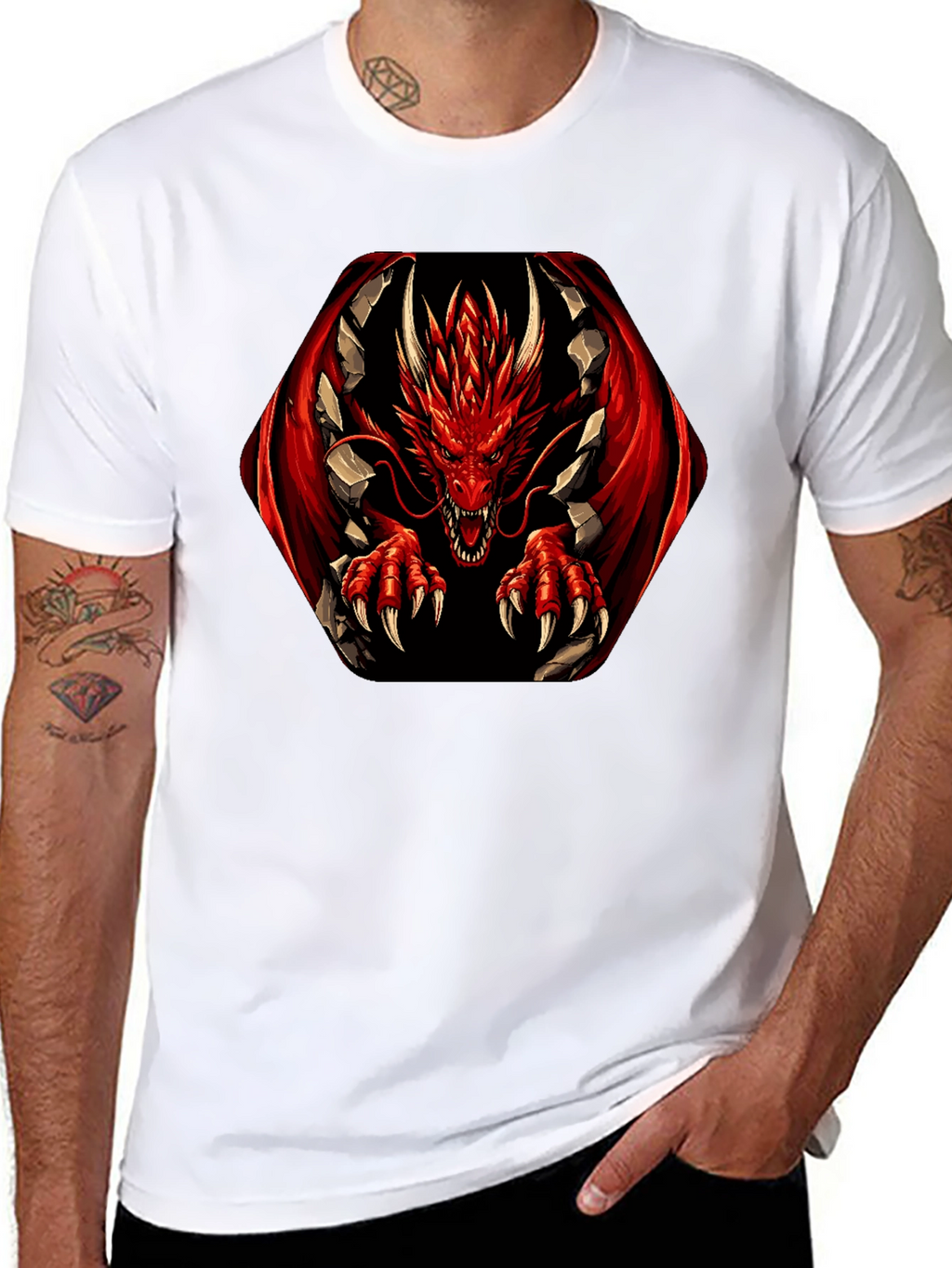 Red Dragon Graphic Tee - Mens Black T-Shirt