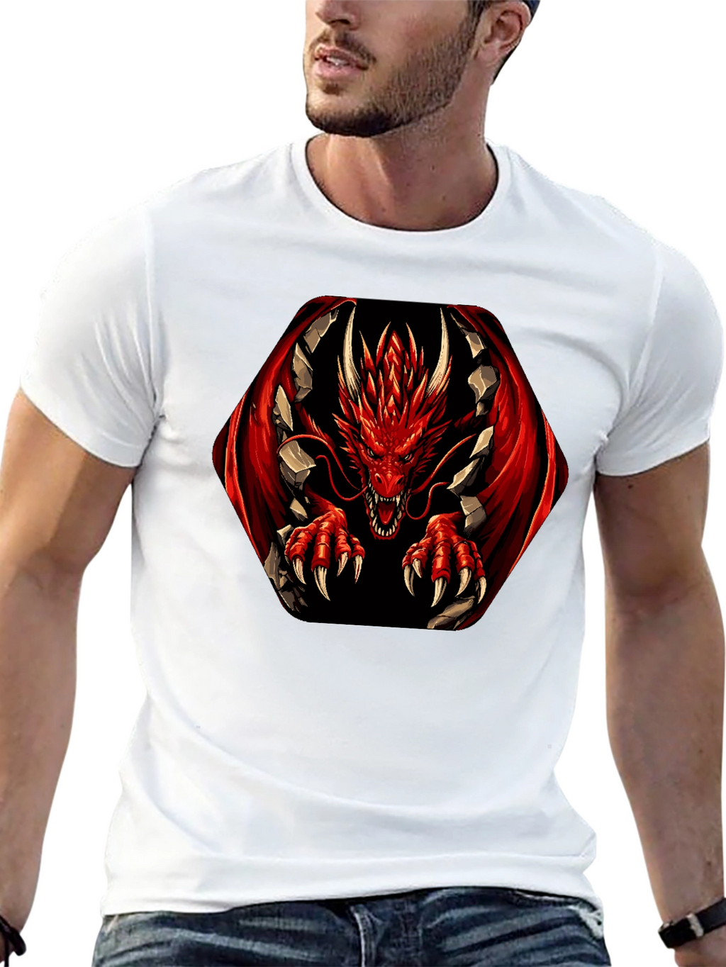 Red Dragon Graphic Tee - Mens Black T-Shirt