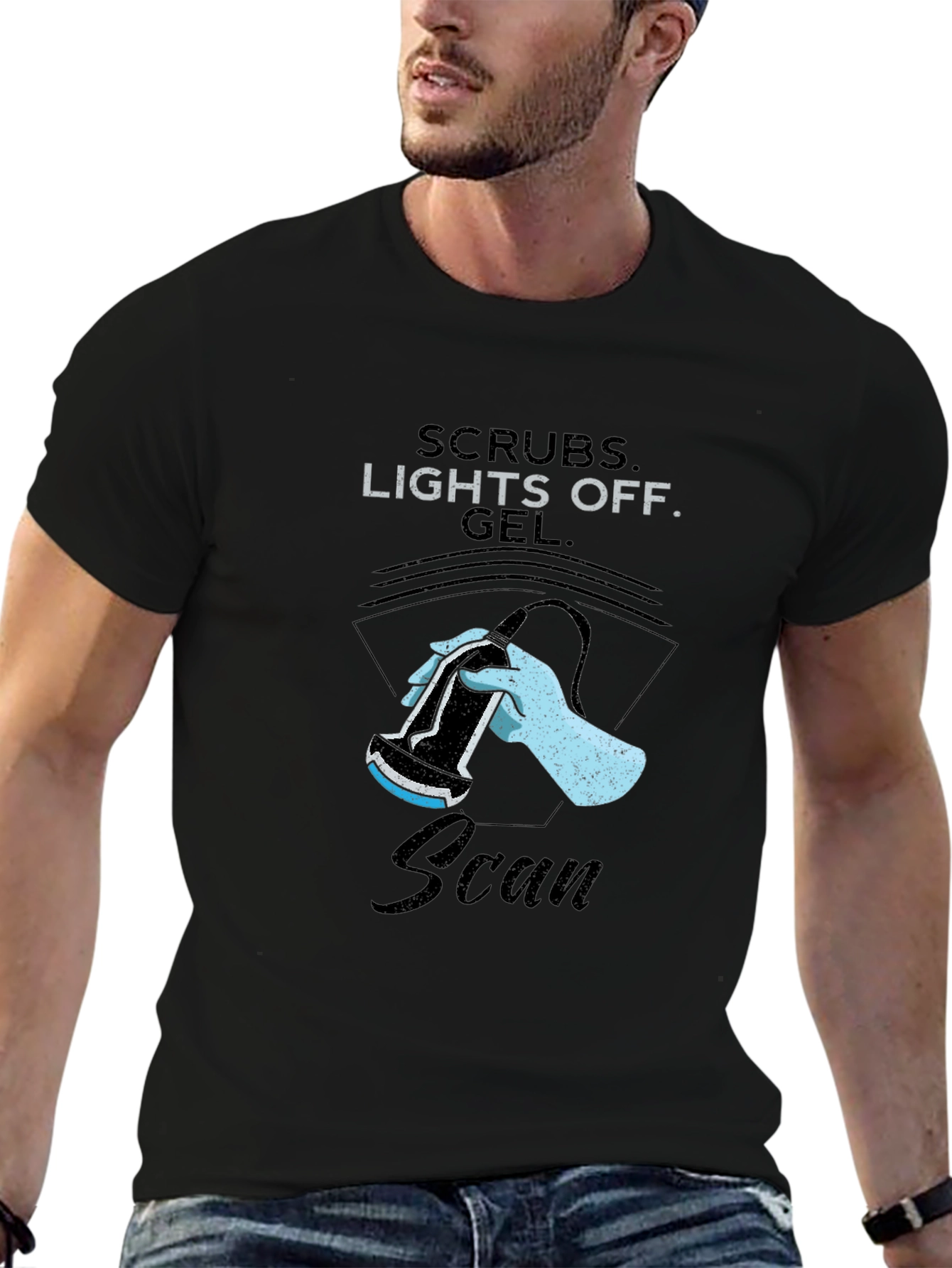 Scrubs Lights Off Scan T-Shirt - Medical Ultrasound Graphic Tee