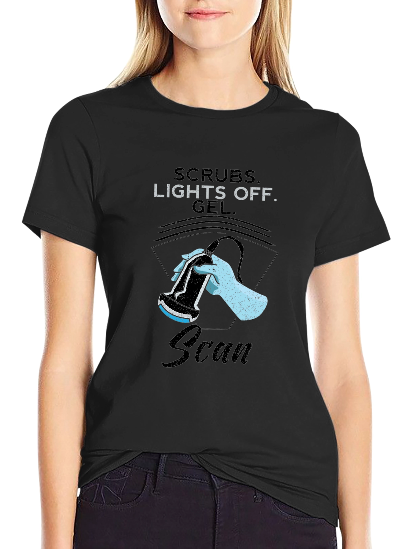 Scrubs Lights Off Scan T-Shirt - Medical Ultrasound Graphic Tee