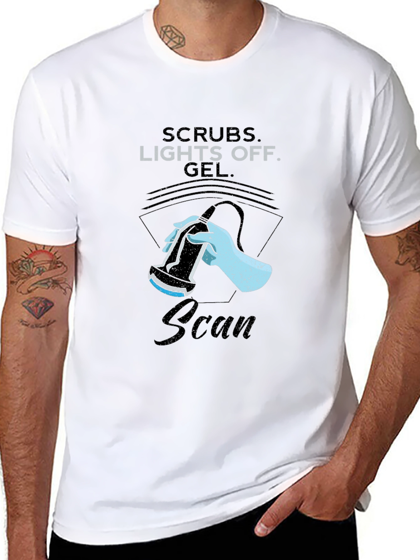 Scrubs Lights Off Scan T-Shirt - Medical Ultrasound Graphic Tee