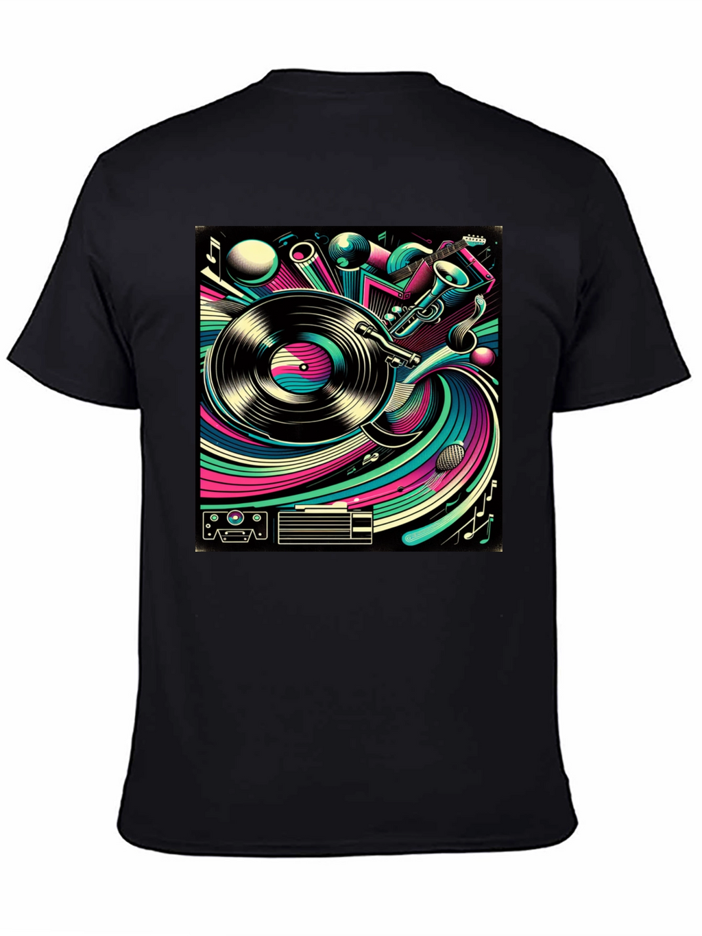 Retro Music Graphic Tee - Black