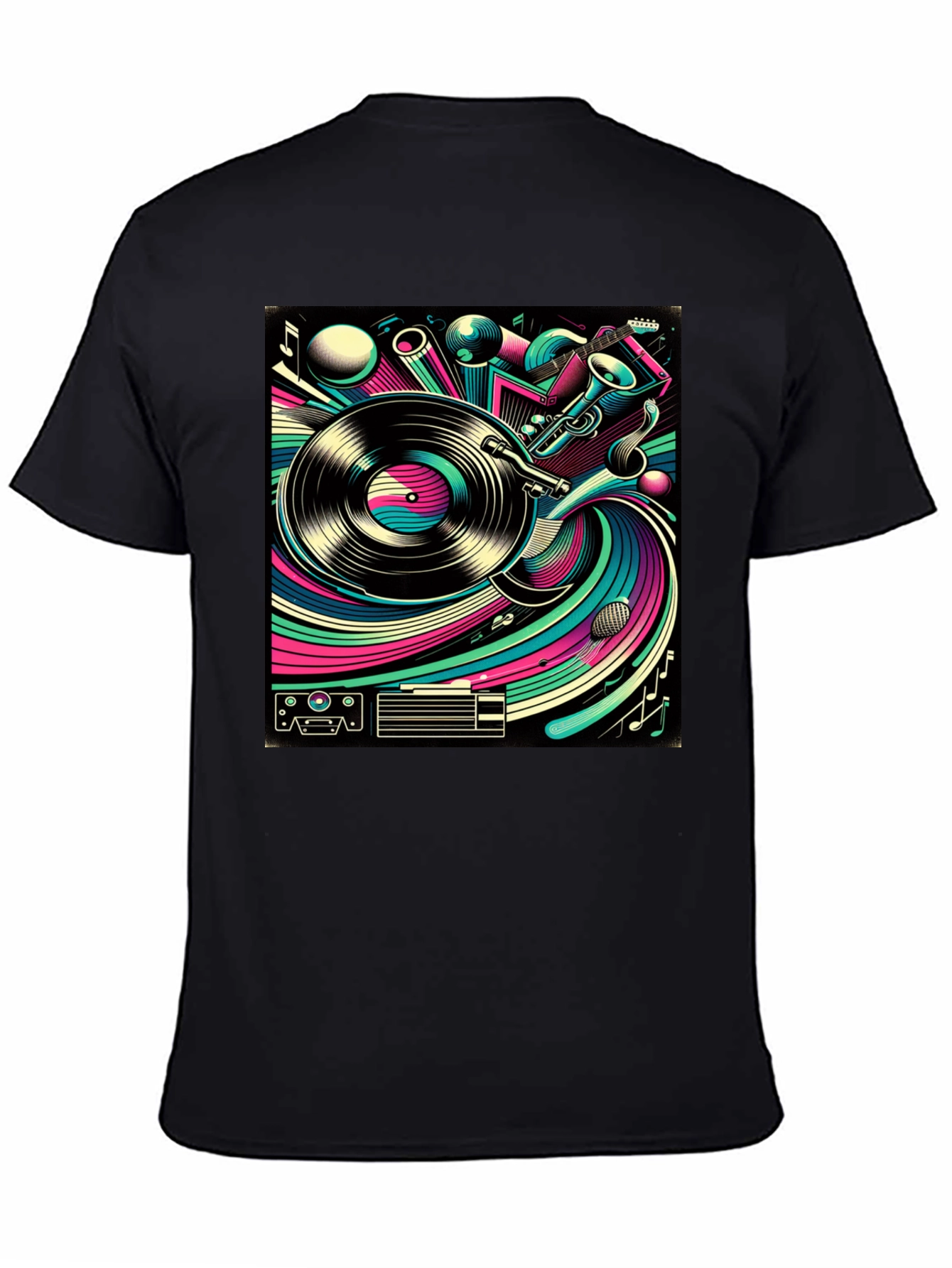 Retro Music Graphic Tee - Black