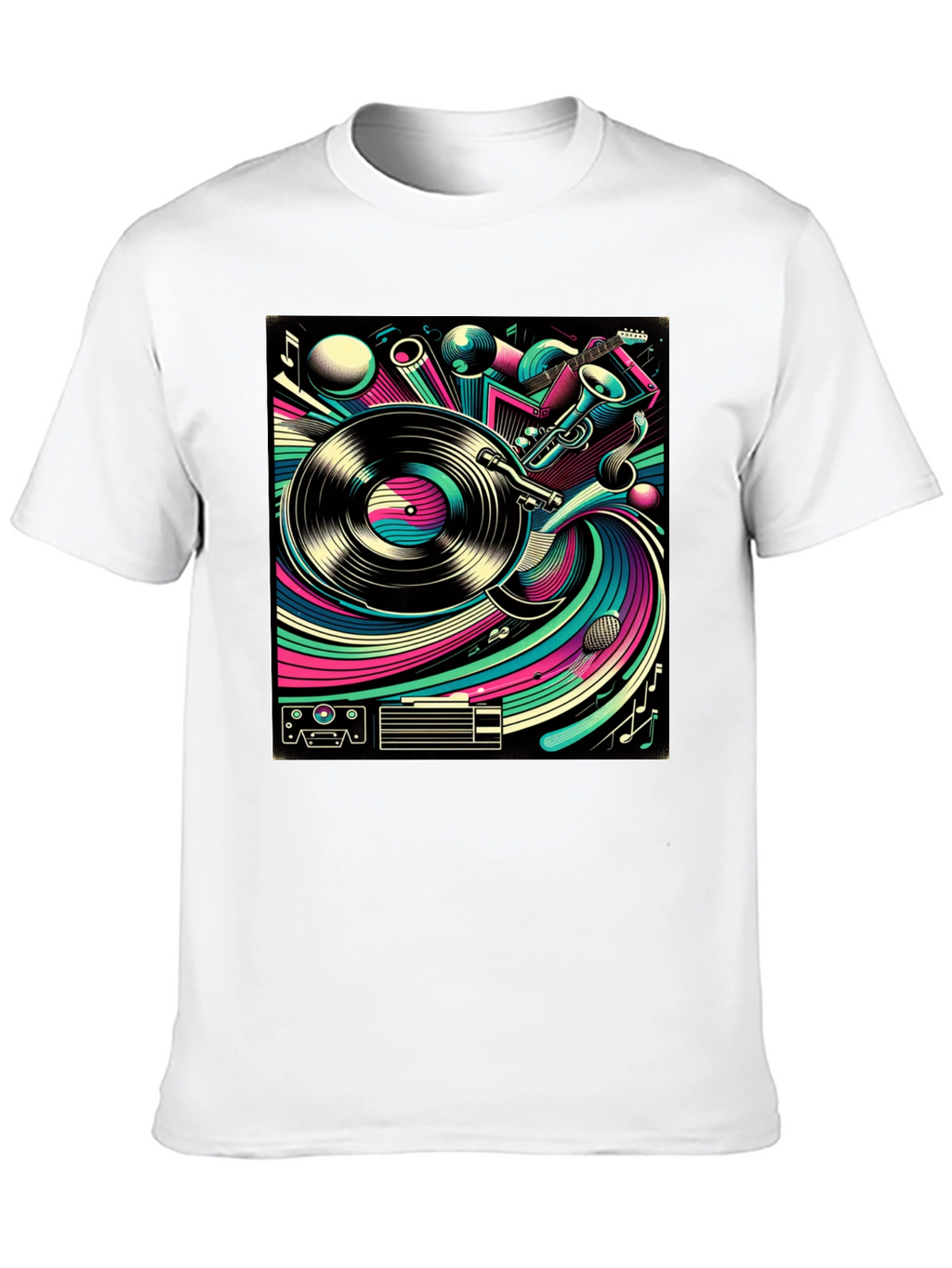 Retro Music Graphic Tee - Black