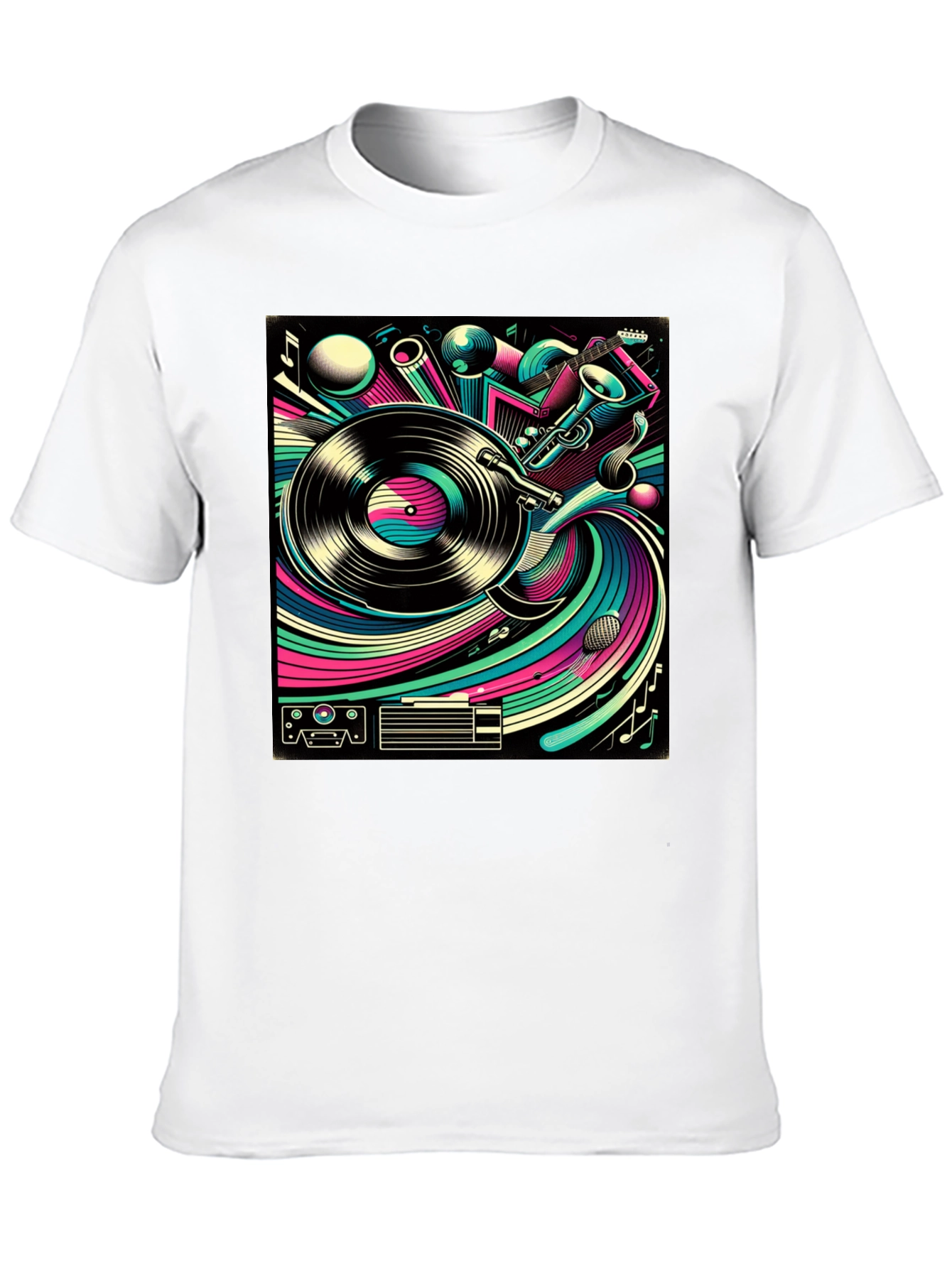 Retro Music Graphic Tee - Black