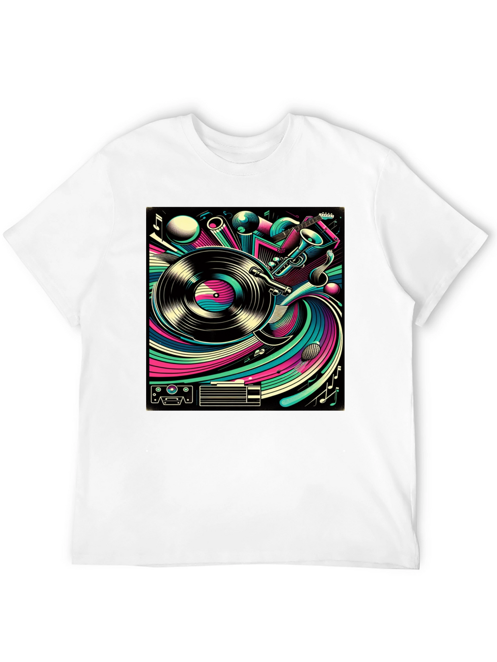 Retro Music Graphic Tee - Black