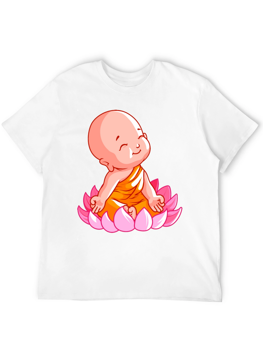 Cute Baby Buddha Lotus Flower T-Shirt - Black