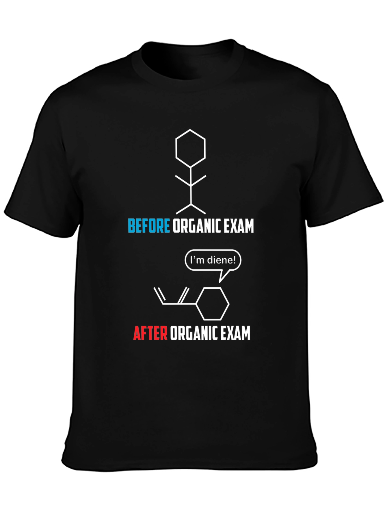 Organic Chemistry Exam T-Shirt - Before and After Funny Tee