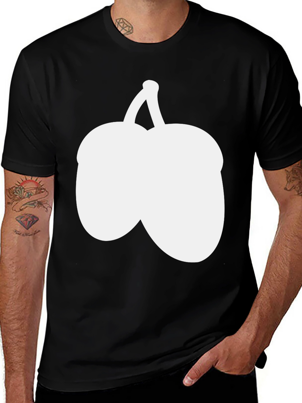 Novelty Fruit Graphic Tee - Black Cotton Blend