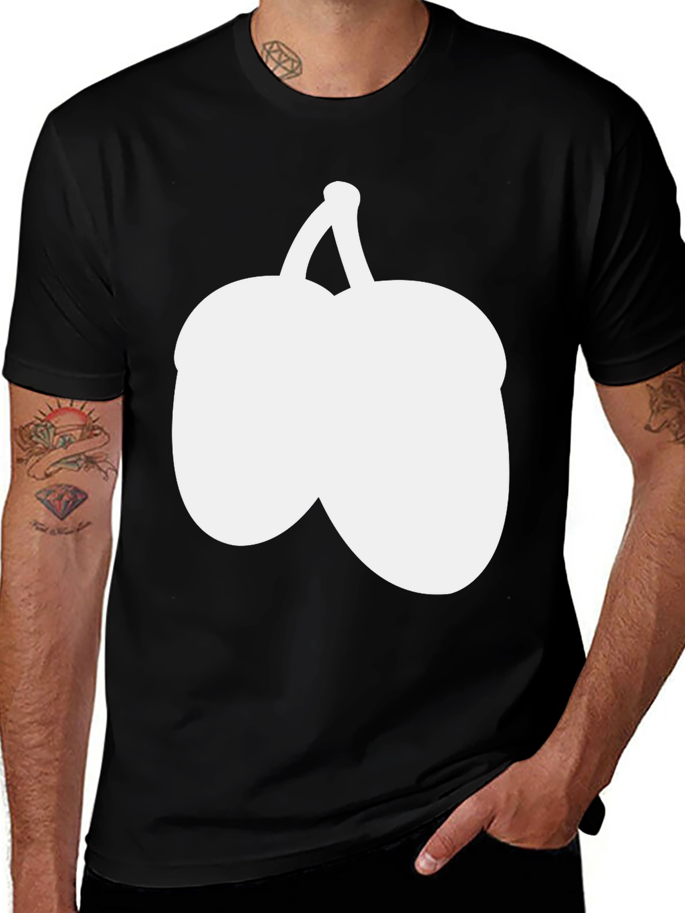 Novelty Fruit Graphic Tee - Black Cotton Blend