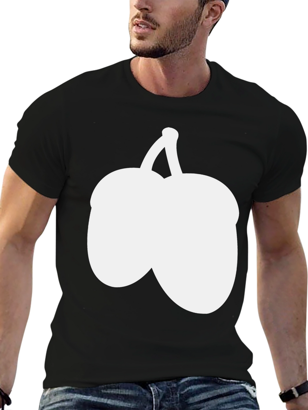 Novelty Fruit Graphic Tee - Black Cotton Blend