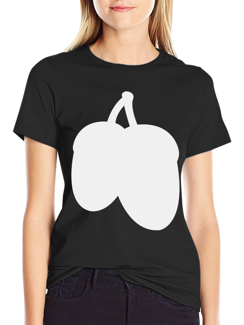 Novelty Fruit Graphic Tee - Black Cotton Blend