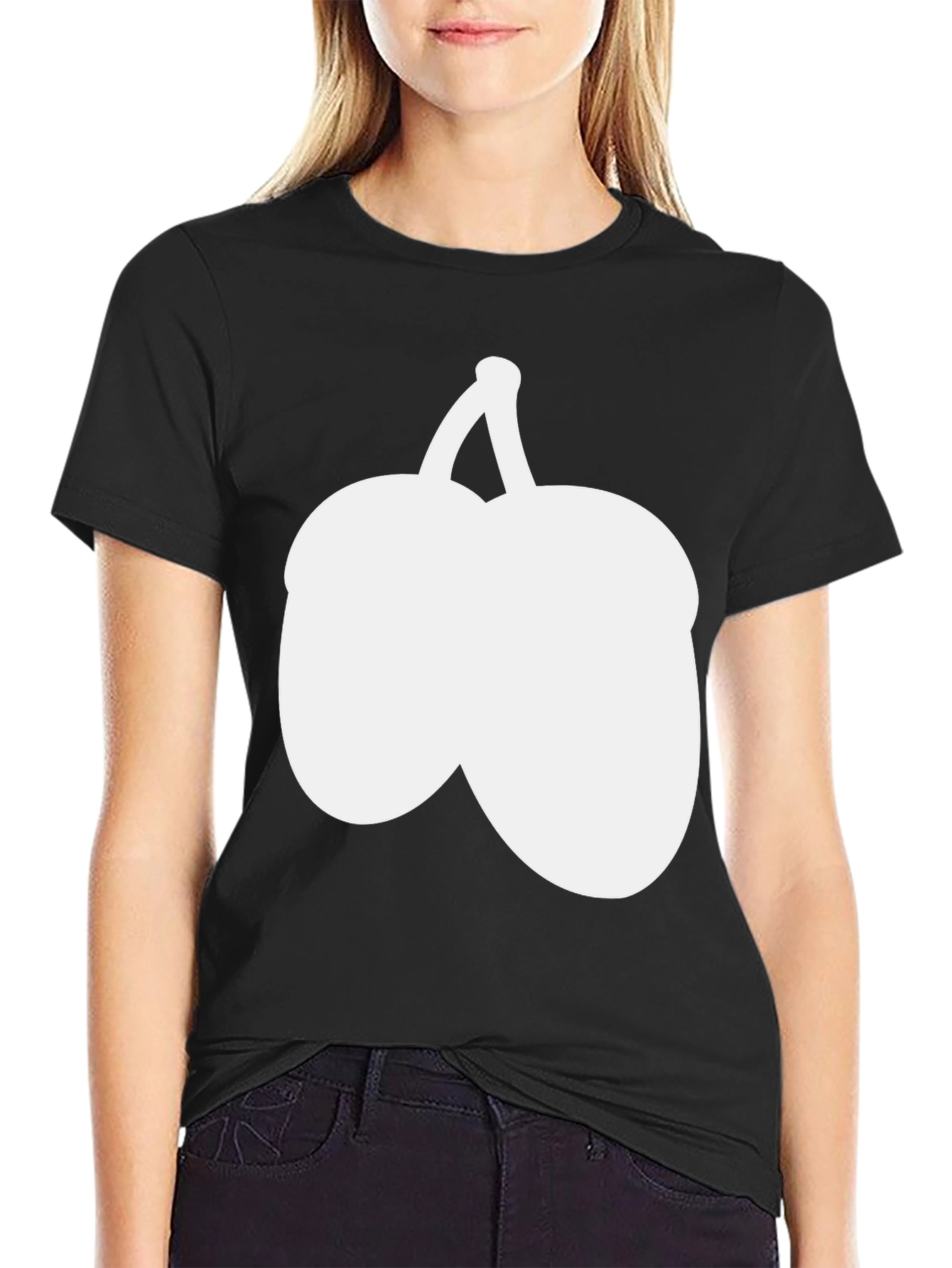 Novelty Fruit Graphic Tee - Black Cotton Blend