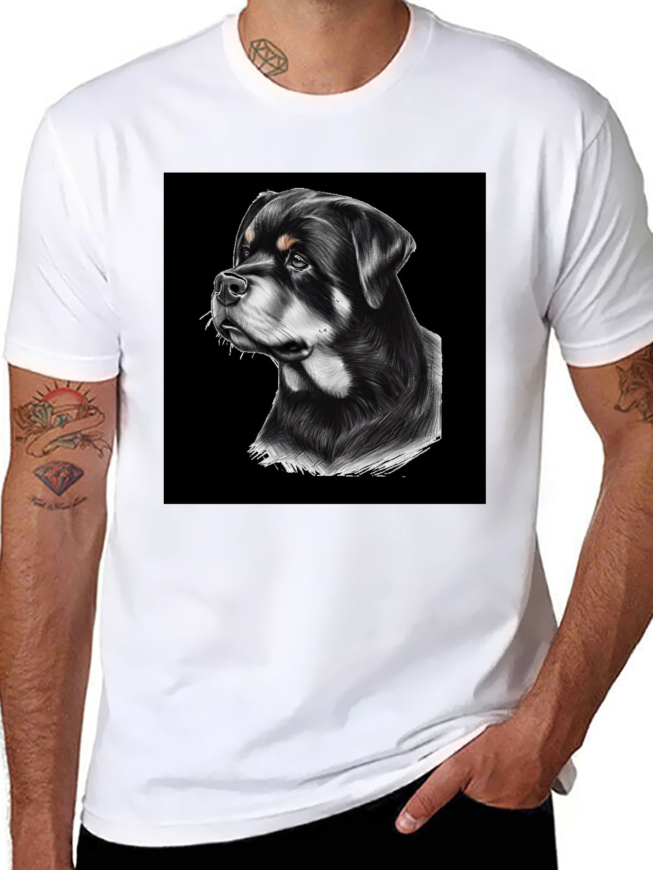 Rottweiler Graphic T-Shirt - Black Cotton Tee