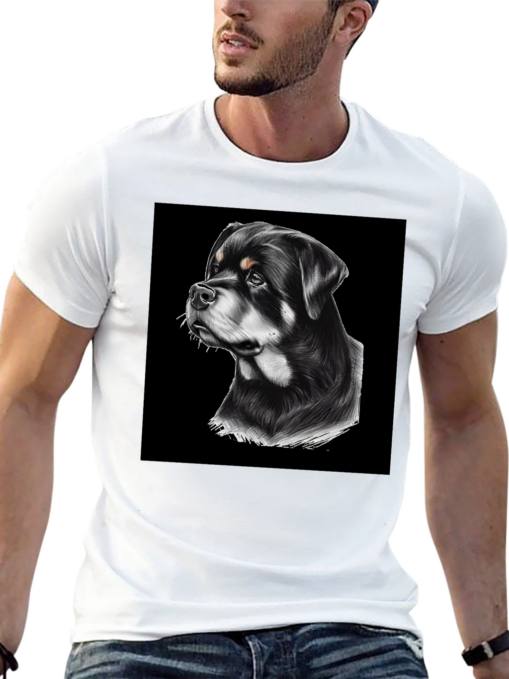 Rottweiler Graphic T-Shirt - Black Cotton Tee