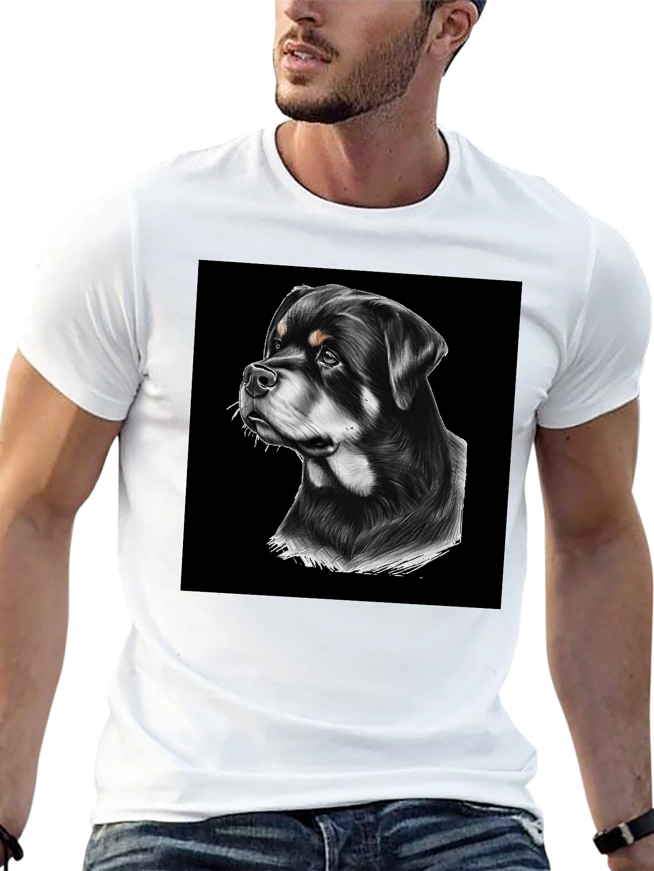 Rottweiler Graphic T-Shirt - Black Cotton Tee
