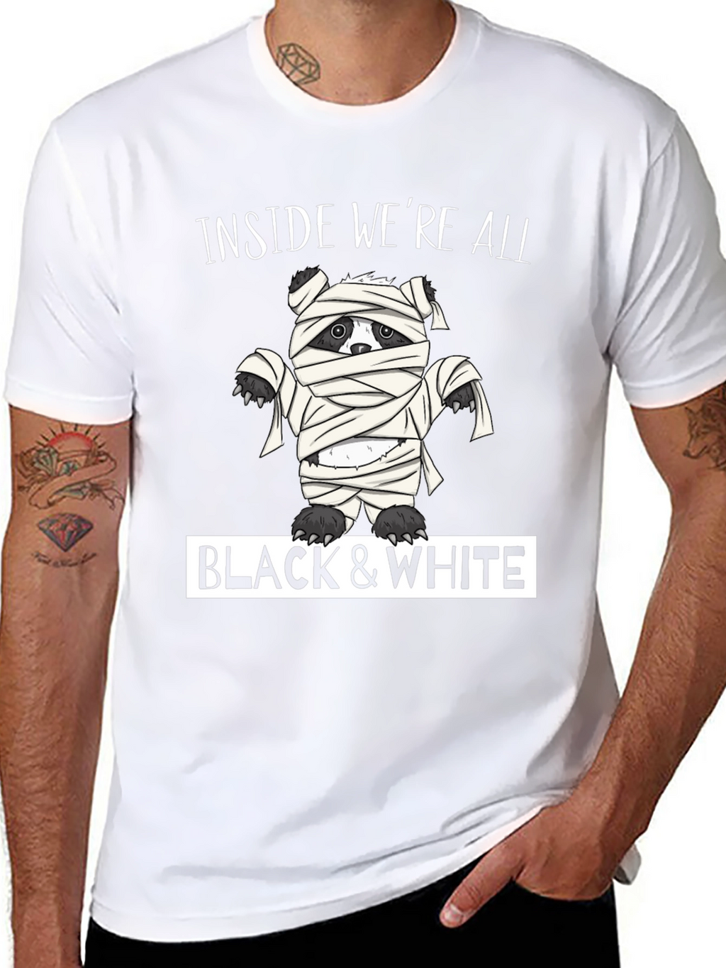 Inside Were All Black & White Mummy Bear T-Shirt
