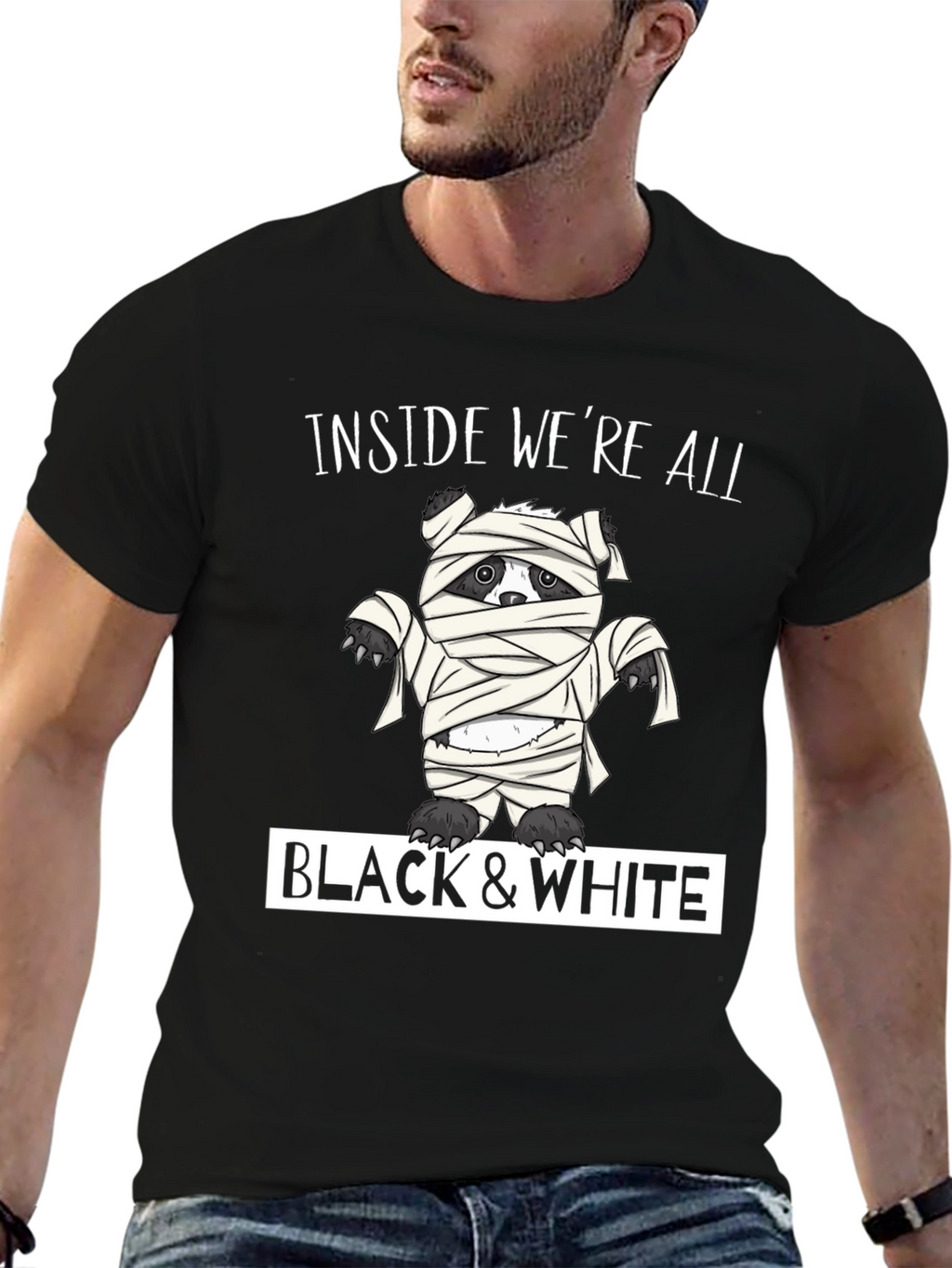 Inside Were All Black & White Mummy Bear T-Shirt