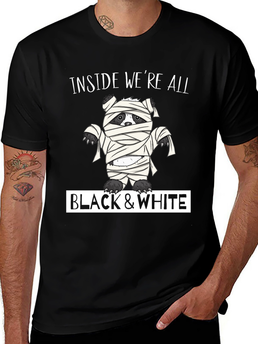 Inside Were All Black & White Mummy Bear T-Shirt