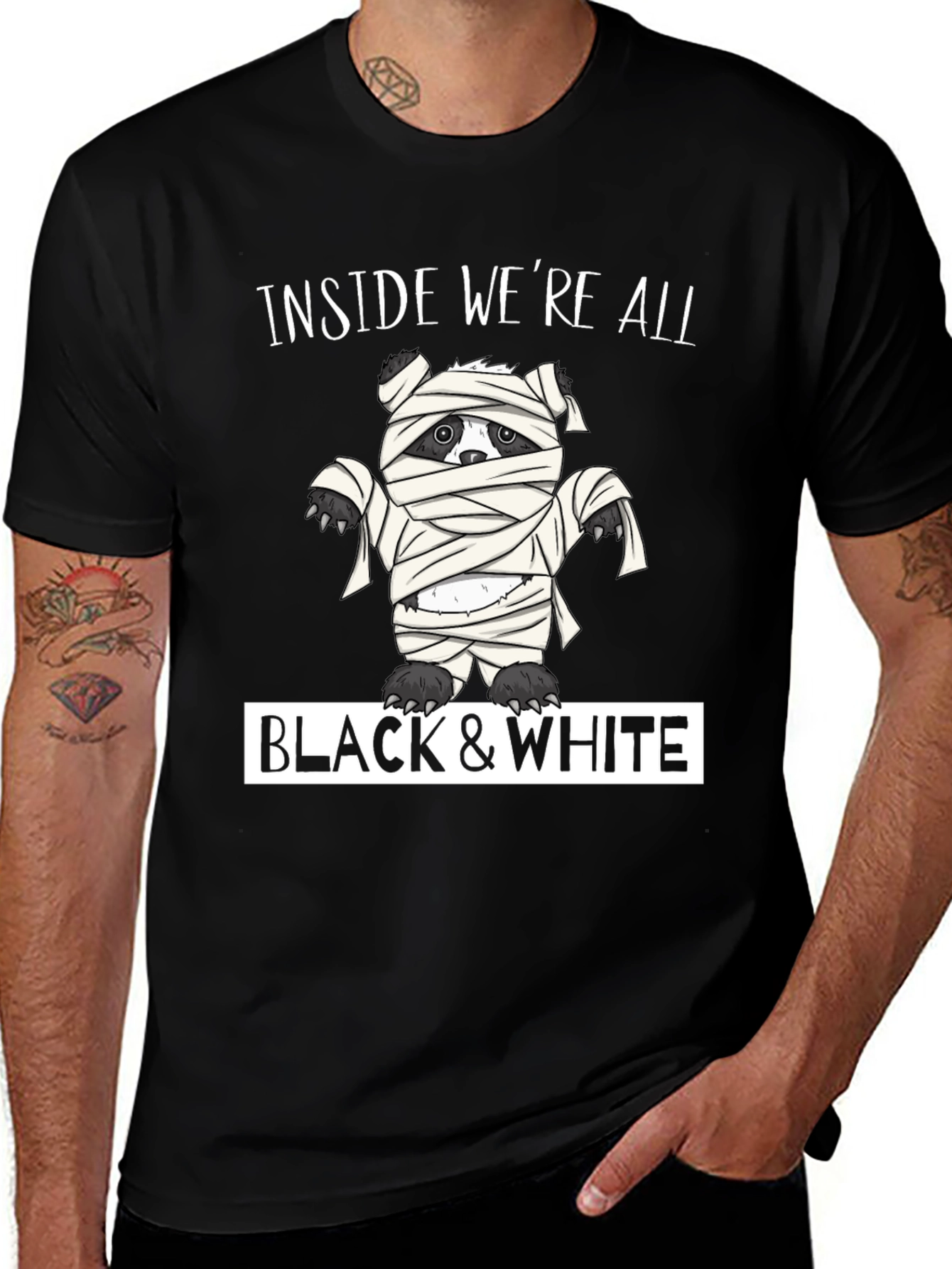 Inside Were All Black & White Mummy Bear T-Shirt