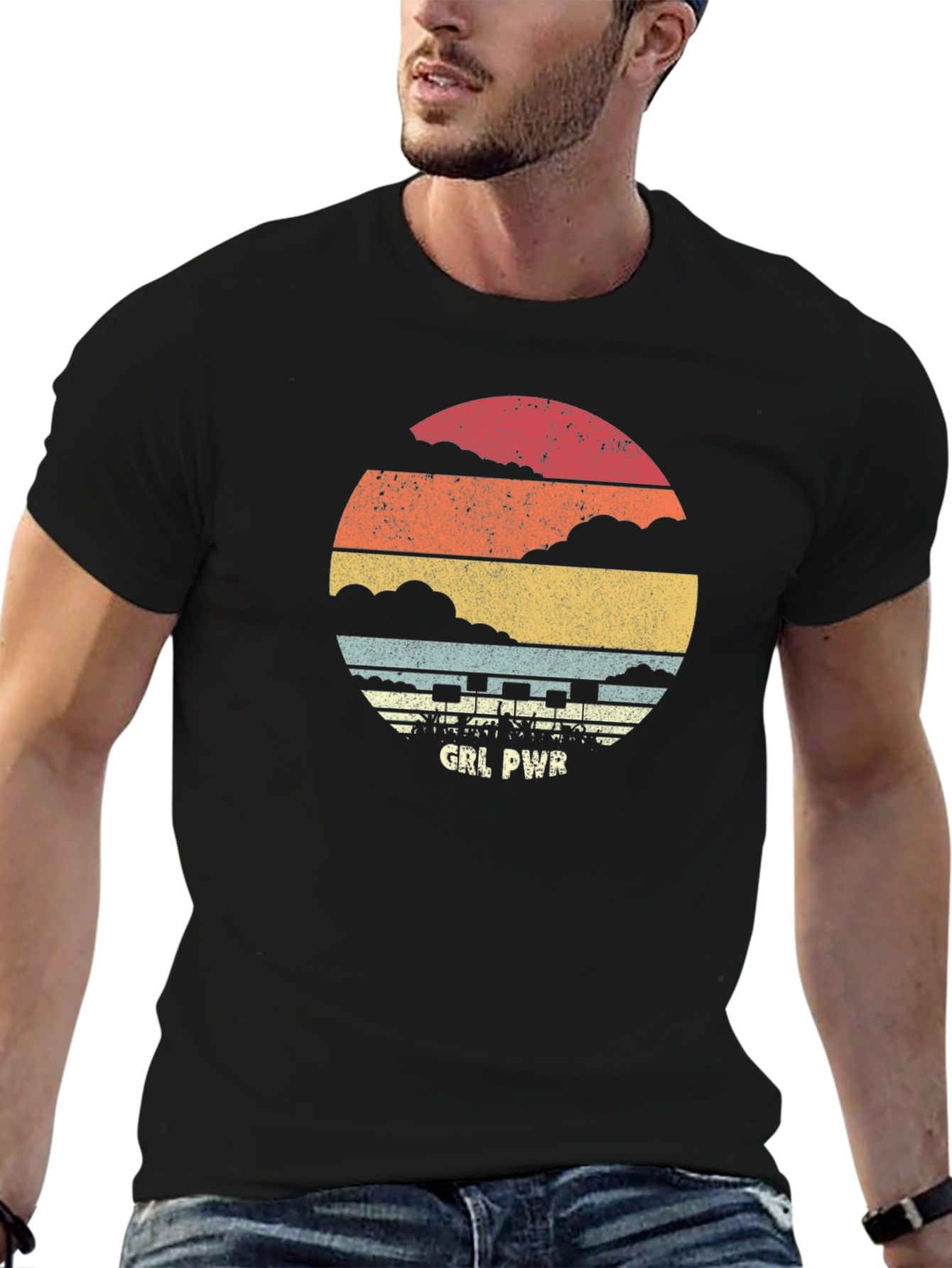 Retro GRL PWR Graphic Tee - Vintage Inspired Feminist T-Shirt