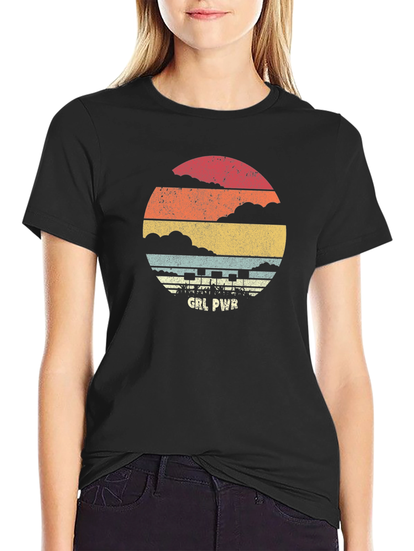 Retro GRL PWR Graphic Tee - Vintage Inspired Feminist T-Shirt