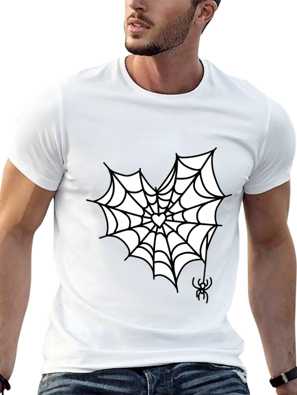 Spiderweb Heart Graphic Tee - Halloween Style
