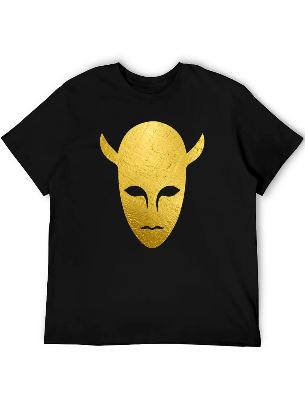 Golden Horned Mask Graphic Tee - Black T-Shirt