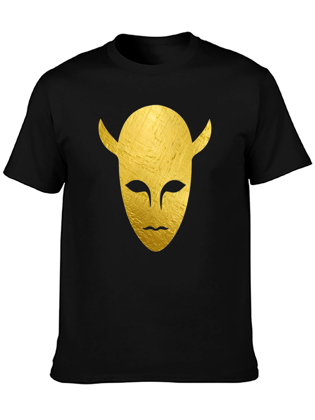 Golden Horned Mask Graphic Tee - Black T-Shirt