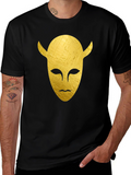 Golden Horned Mask Graphic Tee - Black T-Shirt