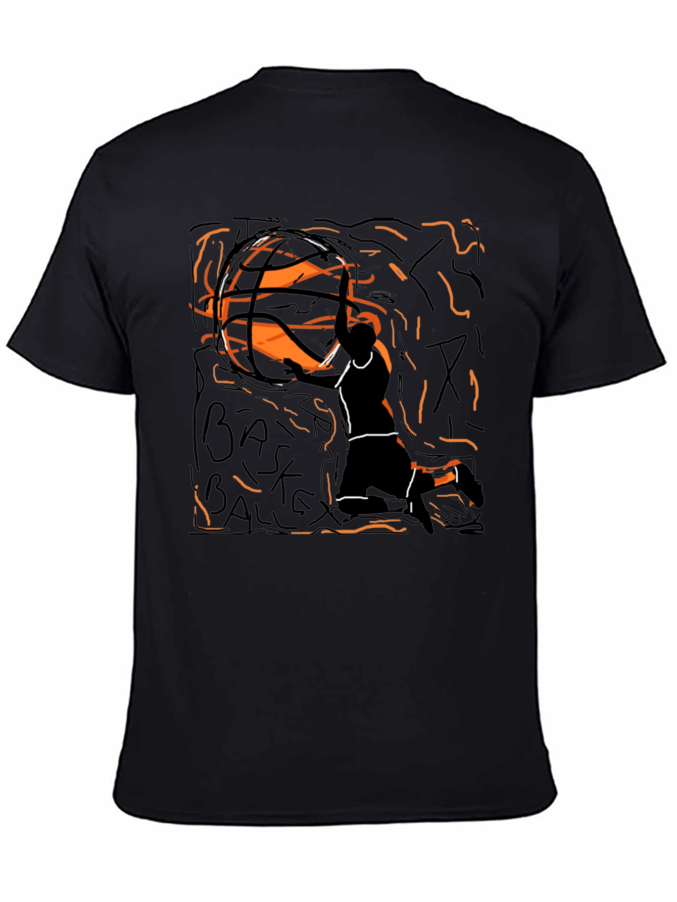 Basketball Graphic Tee - Black Cotton T-Shirt