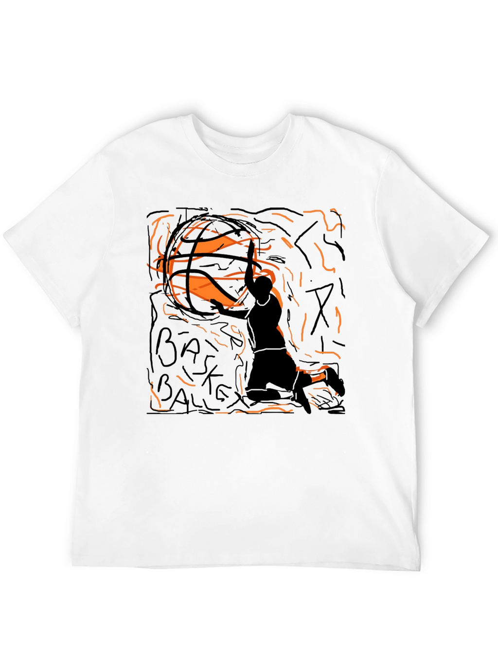 Basketball Graphic Tee - Black Cotton T-Shirt