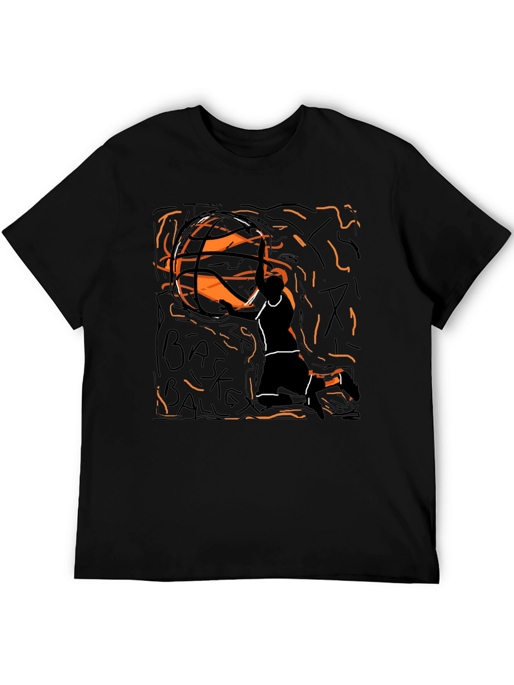 Basketball Graphic Tee - Black Cotton T-Shirt