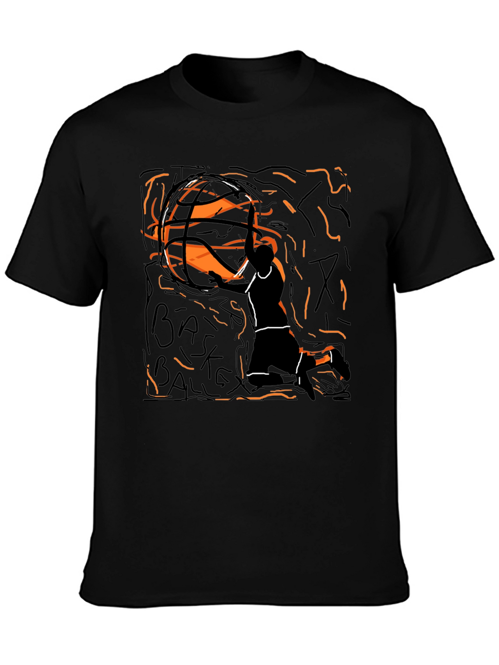 Basketball Graphic Tee - Black Cotton T-Shirt