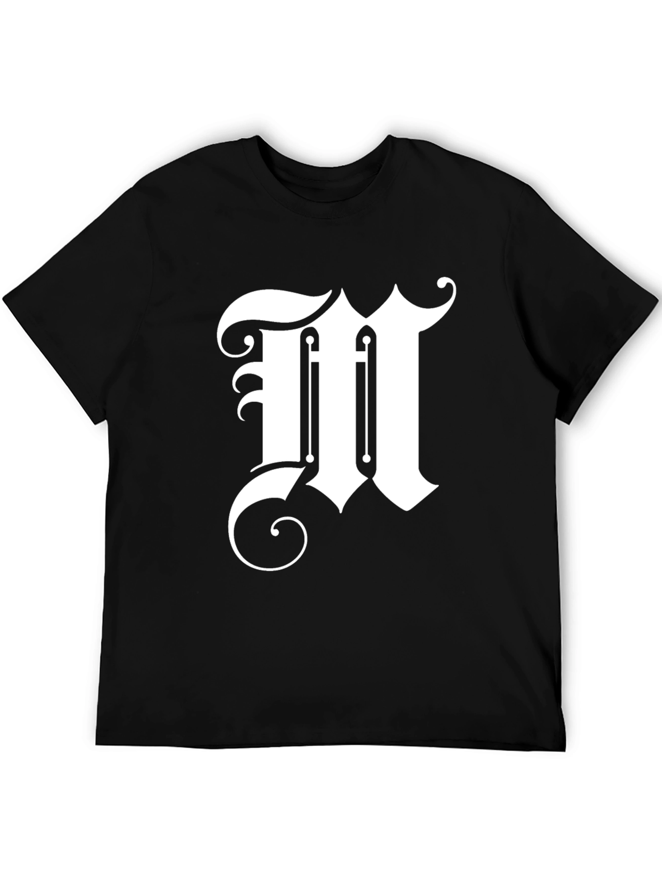 Elegant Letter M Graphic Tee - Black