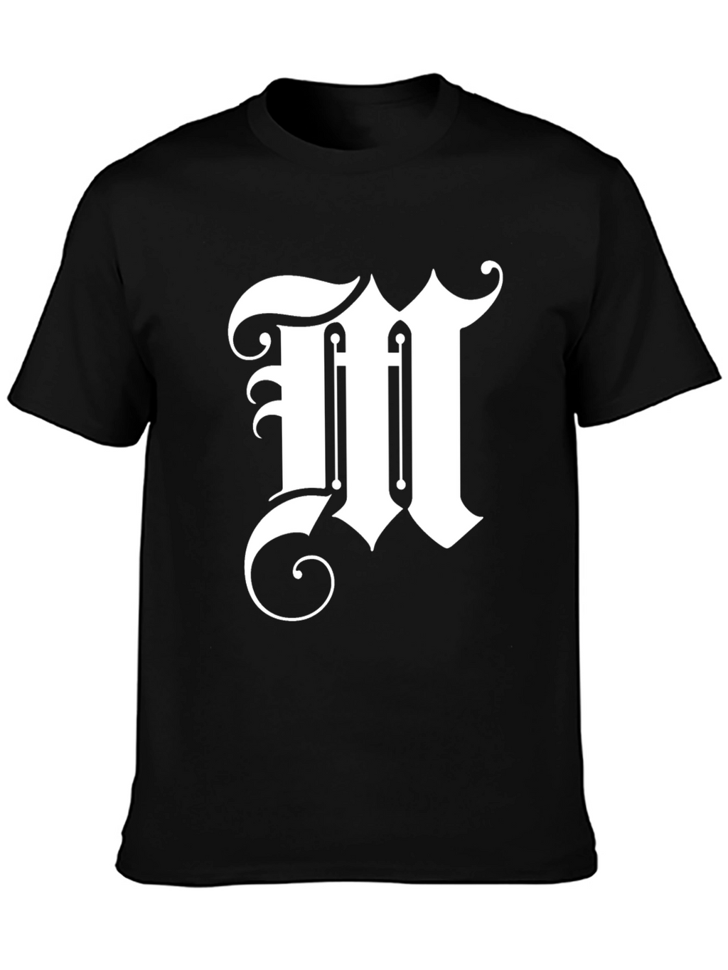 Elegant Letter M Graphic Tee - Black