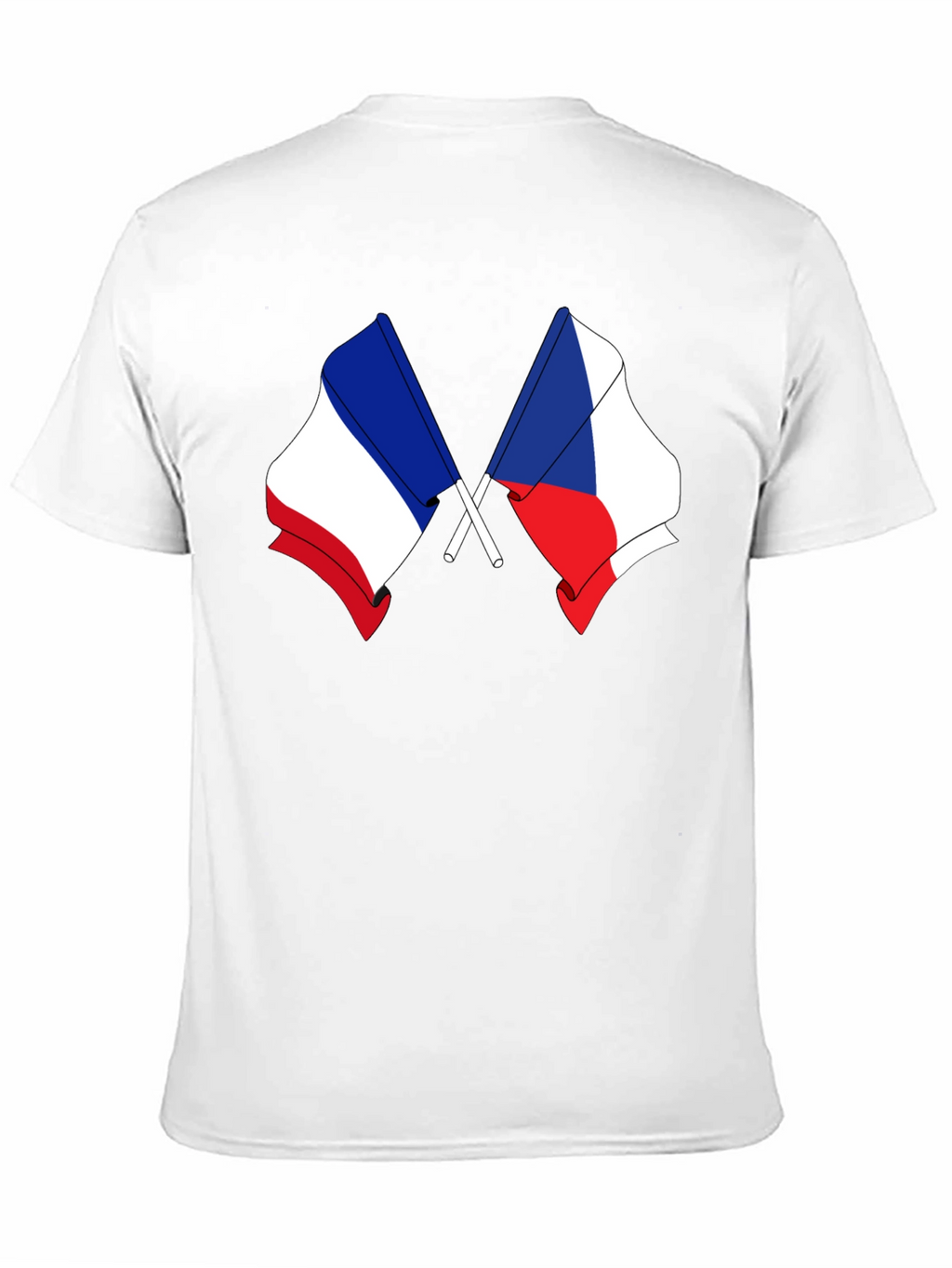 France & Czech Republic Flags Black T-Shirt