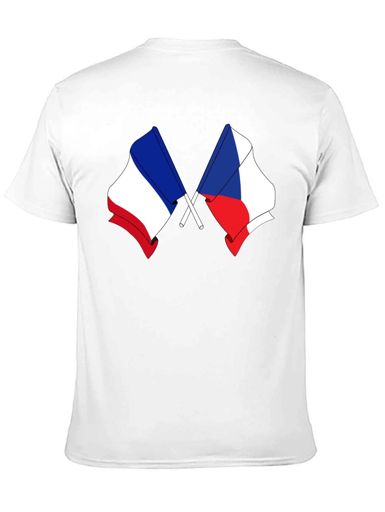 France & Czech Republic Flags Black T-Shirt