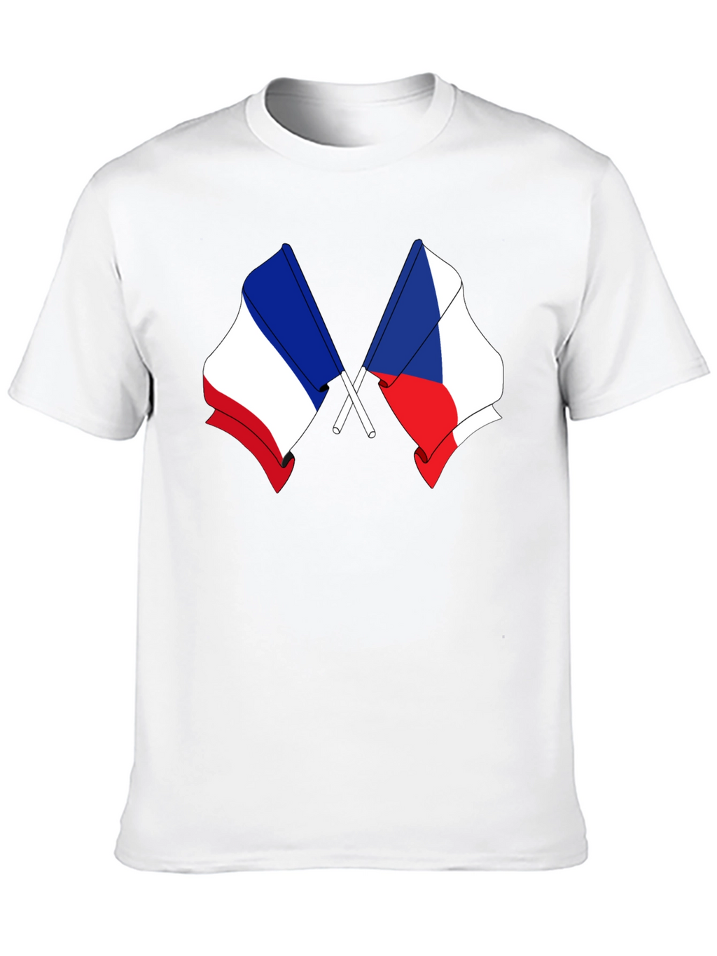 France & Czech Republic Flags Black T-Shirt