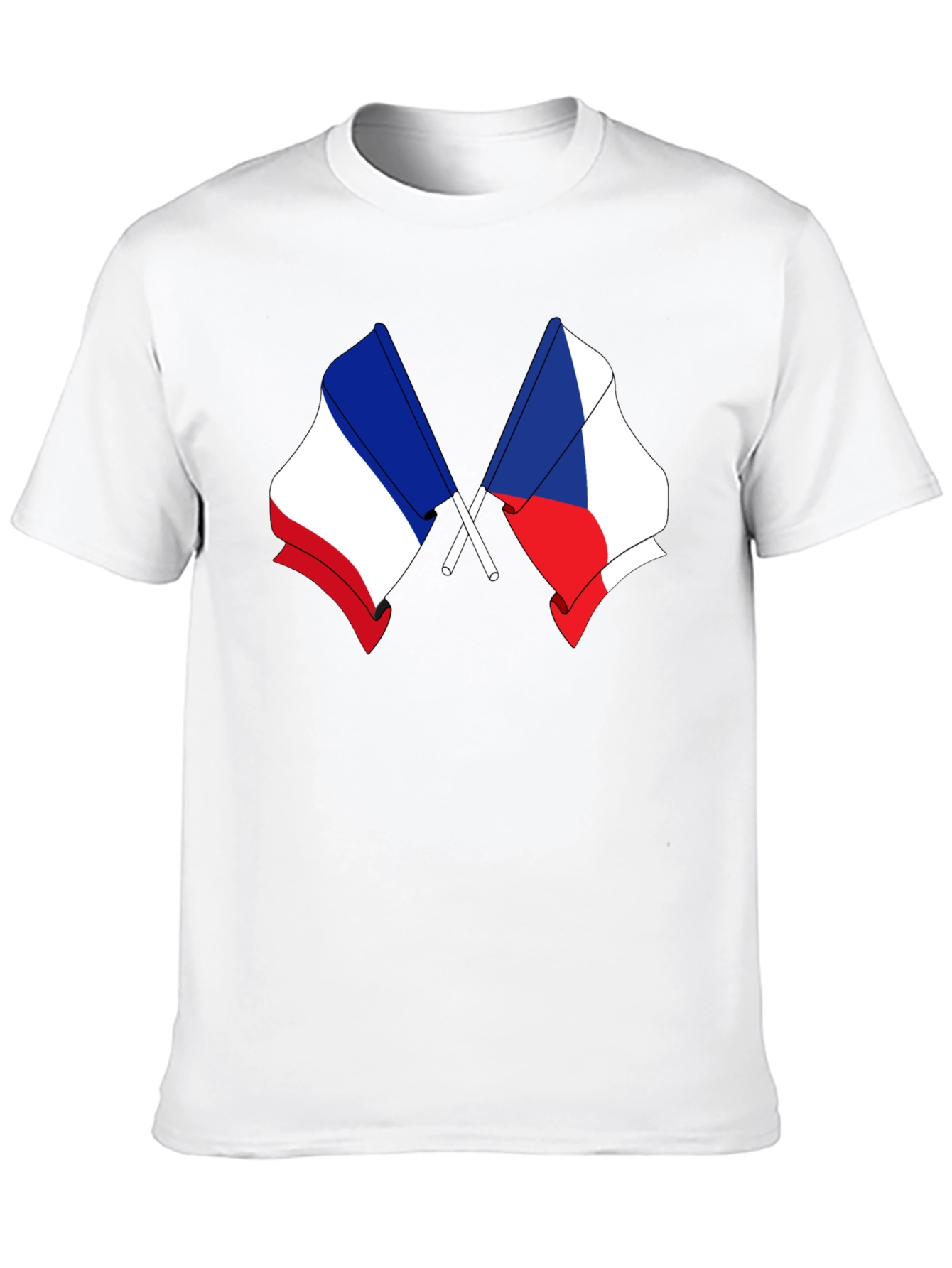 France & Czech Republic Flags Black T-Shirt