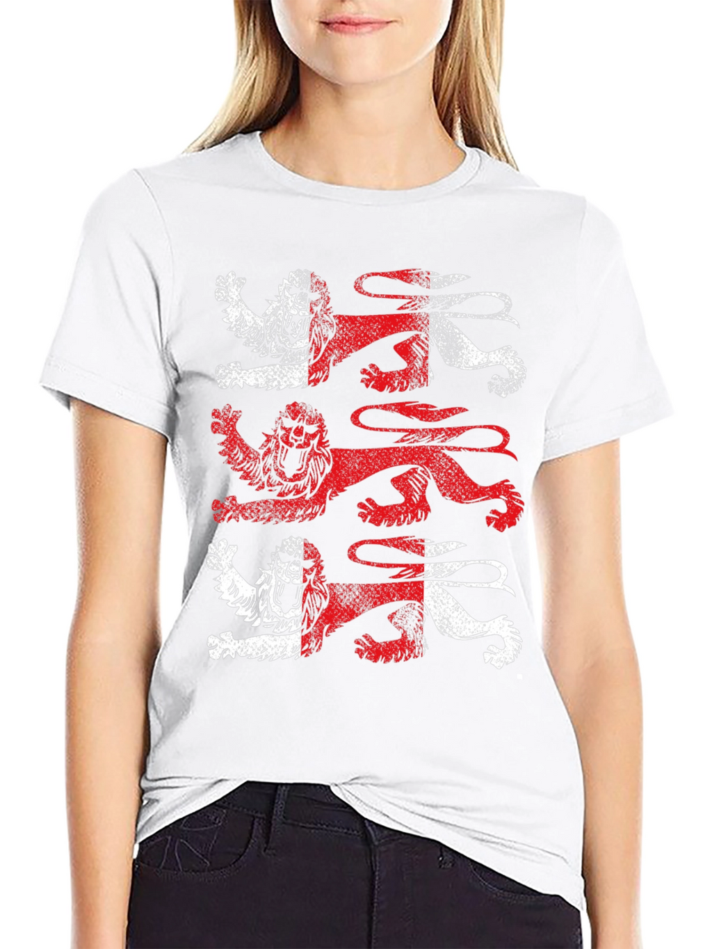 Heraldic Lions Graphic Tee - Black Cotton T-Shirt
