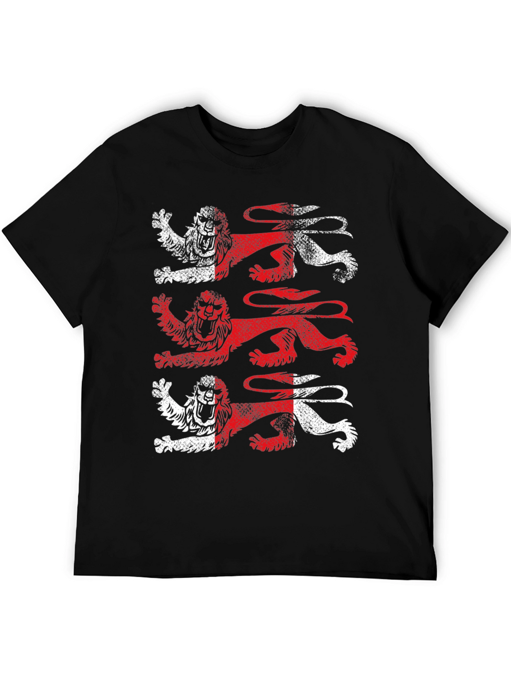 Heraldic Lions Graphic Tee - Black Cotton T-Shirt