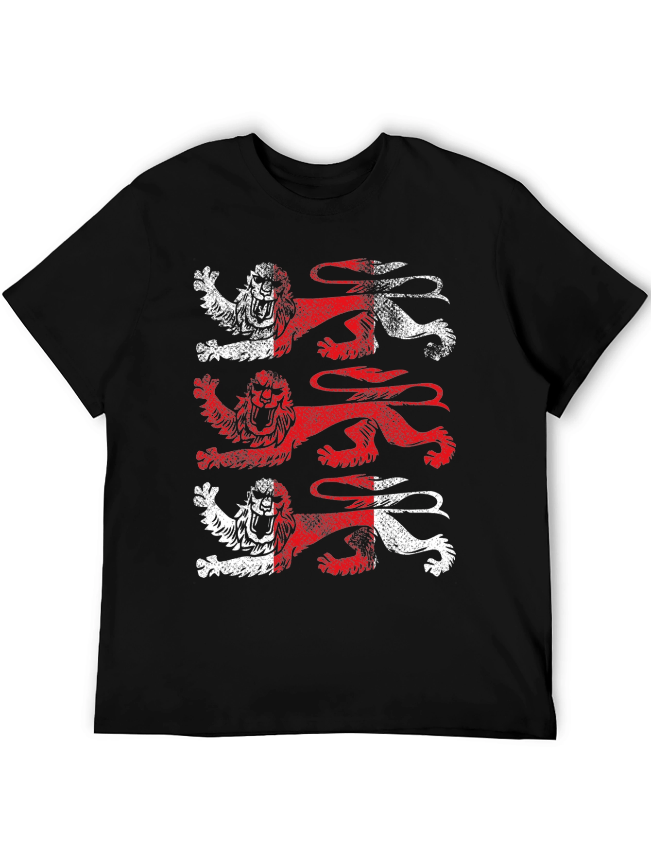 Heraldic Lions Graphic Tee - Black Cotton T-Shirt