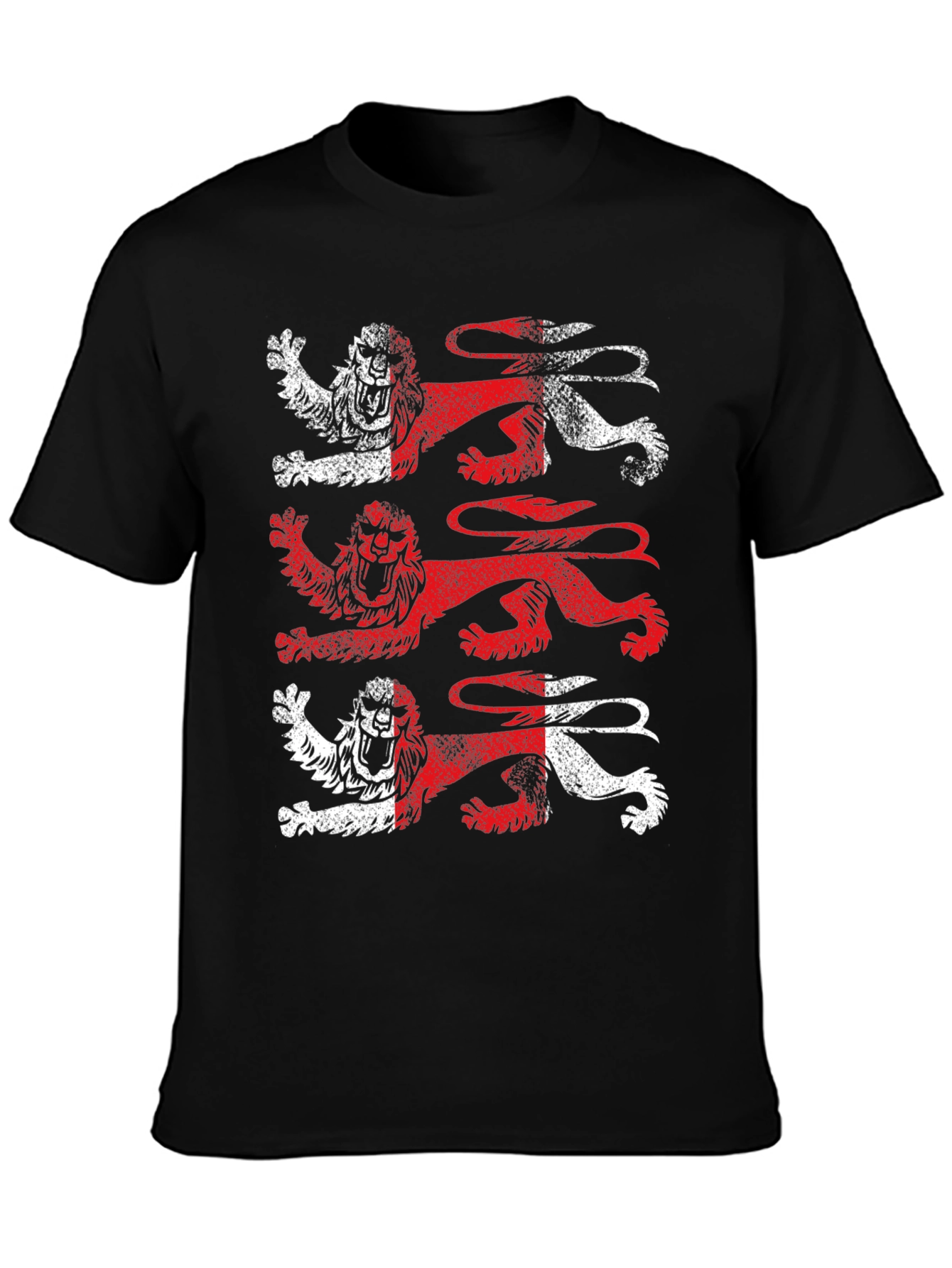 Heraldic Lions Graphic Tee - Black Cotton T-Shirt