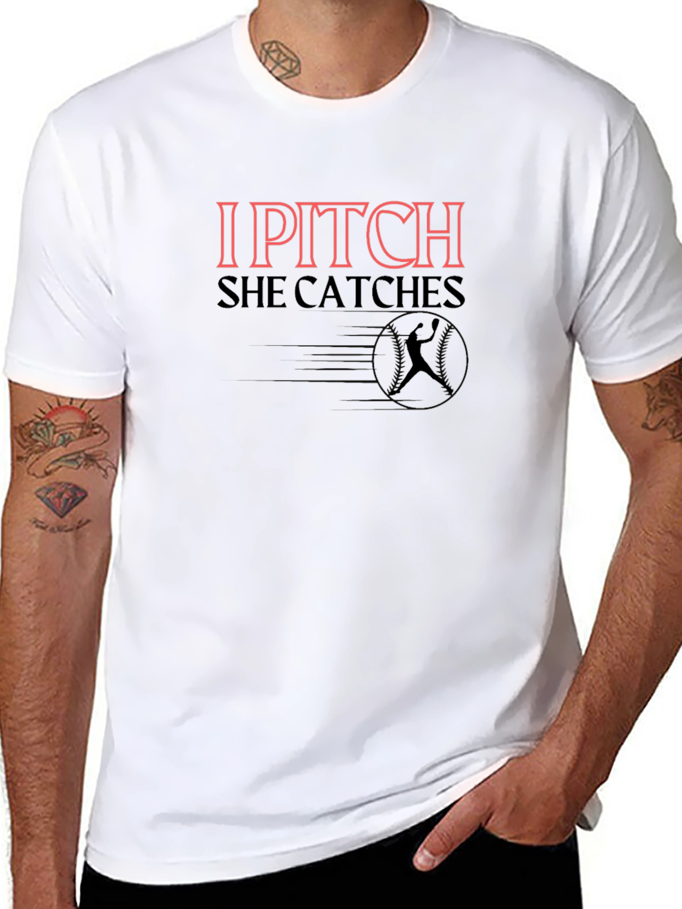 I Pitch She Catches Baseball Graphic Tee