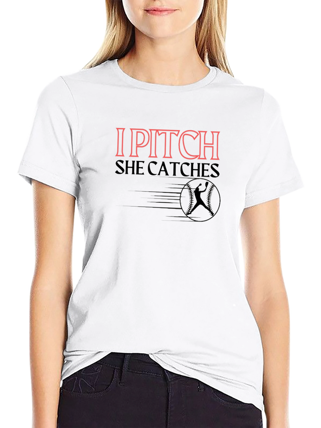 I Pitch She Catches Baseball Graphic Tee