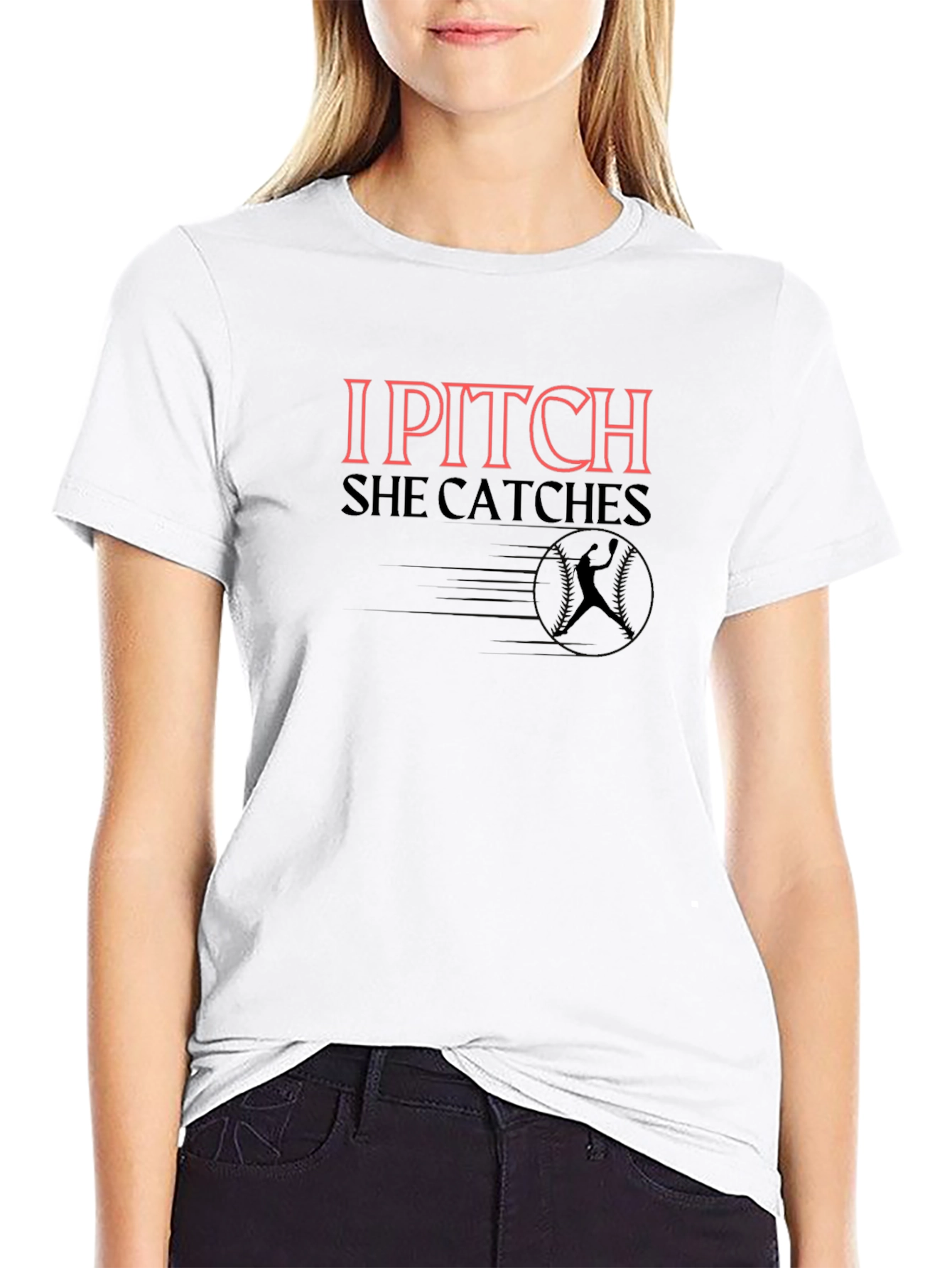 I Pitch She Catches Baseball Graphic Tee
