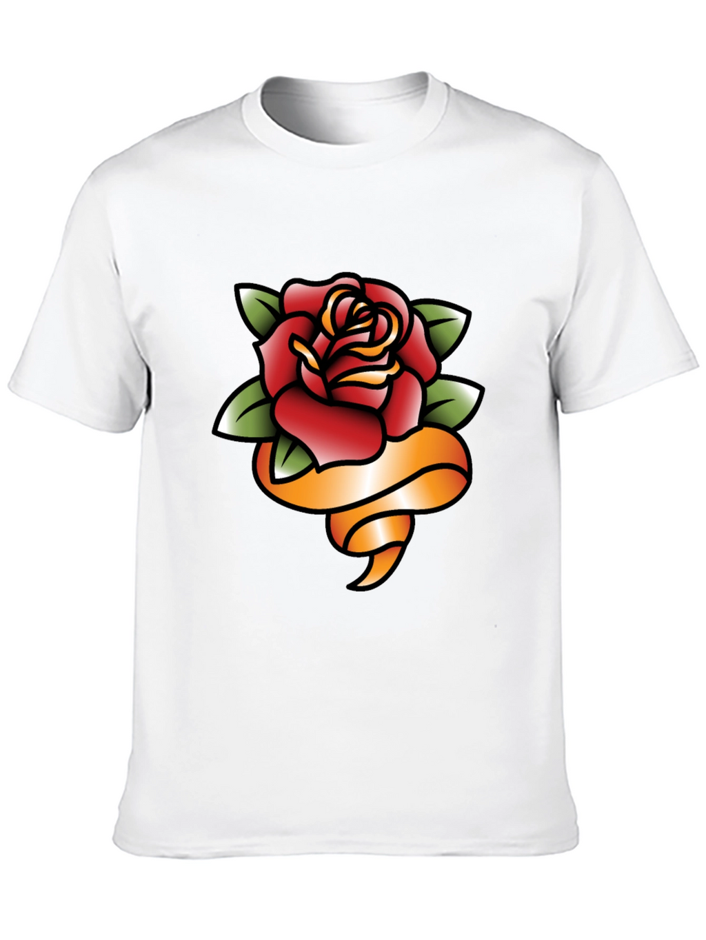 Rose and Ribbon Graphic Tee - Classic Tattoo Style