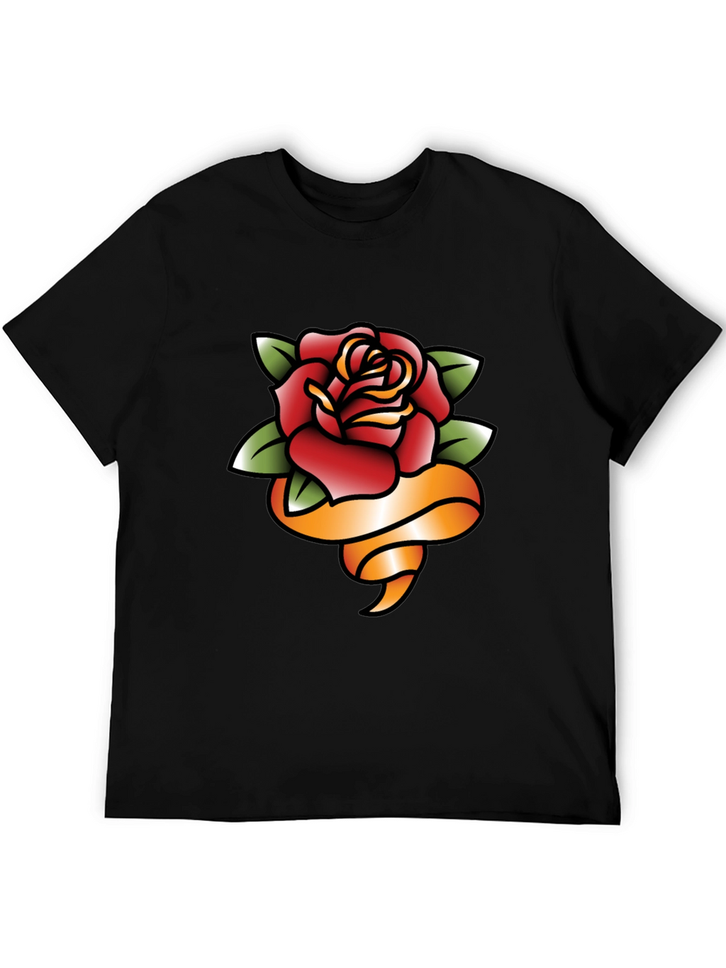 Rose and Ribbon Graphic Tee - Classic Tattoo Style