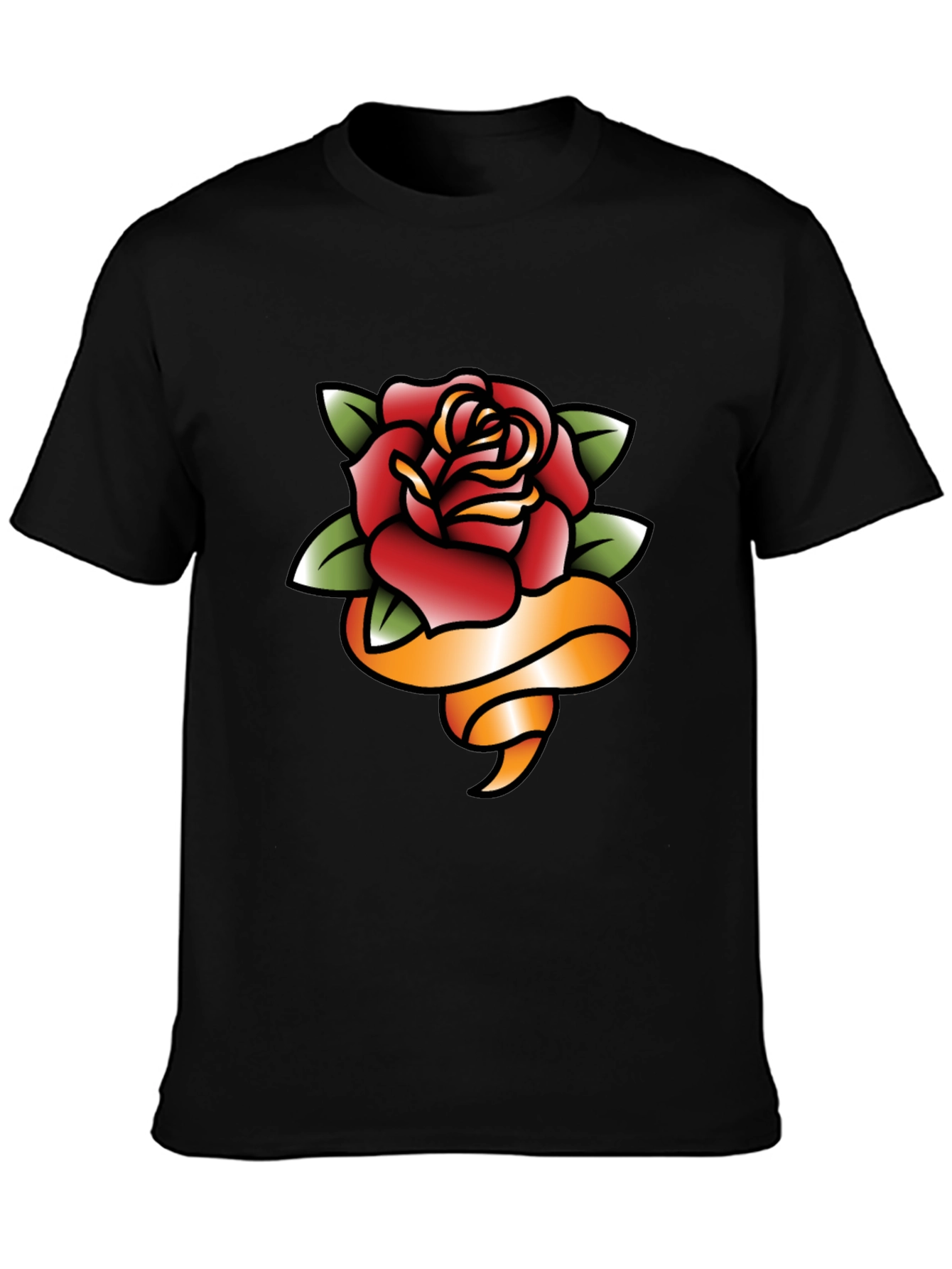 Rose and Ribbon Graphic Tee - Classic Tattoo Style
